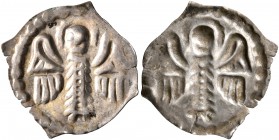 GERMANY. Oberelsass. Grafen von Pfirt, 13th century. Vierzipfliger Pfennig (Silver, 17 mm, 0.24 g). Angel standing facing, wings spread. Rev. Incuse o...