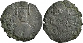 ITALY. Amalfi. Mansone, Vicedux of Amalfi, circa 1077/8-1096. Follaro (Bronze, 24 mm, 2.26 g). Facing bust between two crosses. Rev. [M]AN/[SO VICE/DV...