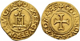 ITALY. Genova. The Biennial Doges, 1528-1797. Scudo d'oro (Gold, 22 mm, 3.35 g, 1 h), 1528-1541. +DVX•ET•GVBER•REIPV•GEN Castello with stars above and...