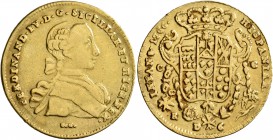 ITALY. Napoli (Regno). Ferdinando IV, First Reign in Napoli, 1759-1799. 6 Ducati (Gold, 26 mm, 8.42 g, 7 h), 1766. FERDINAND•IV•D•G•SICILIAR•ET HIER•R...