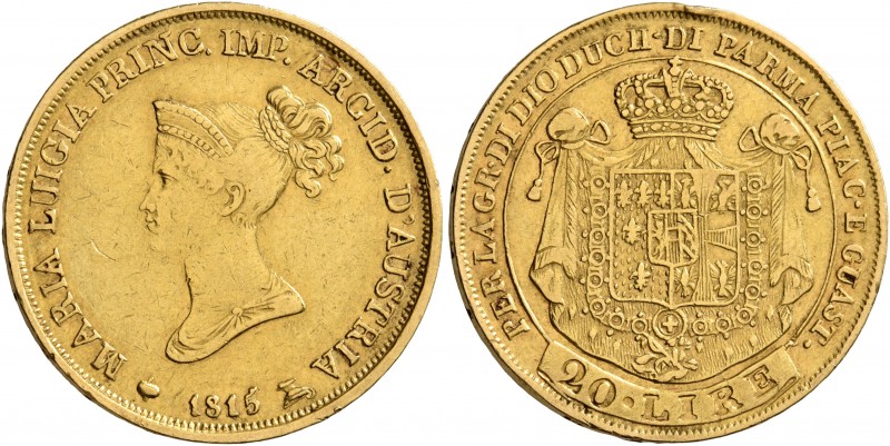ITALY. Parma. Maria Luigia d'Austria, 1815-1847. 20 Lire (Gold, 21 mm, 6.41 g, 6...
