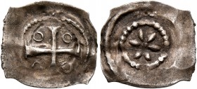 SWITZERLAND. Basel, Bistum. Anonymous, 1150-1200. Vierzipfliger Pfennig (Silver, 15 mm, 0.34 g). Large cross with four annulets in angles. Rev. Wheel ...