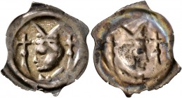 SWITZERLAND. Basel, Bistum. Gerhard von Vuippens, 1310-1325. Vierzipfliger Pfennig (Silver, 18 mm, 0.31 g). Head to left, wearing episcopal miter; chu...