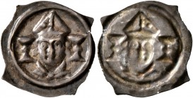 SWITZERLAND. Basel, Bistum. Gerhard von Vuippens, 1310-1325. Vierzipfliger Pfennig (Silver, 16 mm, 0.36 g). Facing bust, wearing episcopal miter, betw...