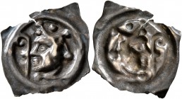 SWITZERLAND. Basel, Bistum. Johann II. Senn von Münsingen, 1335-1365. Vierzipfliger Pfennig (Silver, 20 mm, 0.25 g). Head to left, wearing miter; befo...