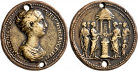 PADUAN MEDALS. Faustina Junior, Augusta, 147-175. 'Medallion' (Bimetallic, 36 mm, 37.39 g, 7 h), by Giovanni di Cavino (1500-1570). FAVSTINA AVG ANTON...