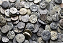 A lot containing 178 bronze coins. Includes: Greek and Roman Provincial. Fine to very fine. LOT SOLD AS IS, NO RETURNS. 178 coins in lot.