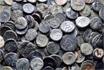 A lot containing 164 bronze coins. Includes: Greek and Roman Provincial. Fine to very fine. LOT SOLD AS IS, NO RETURNS. 164 coins in lot.