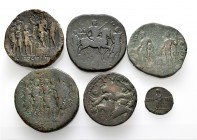 A lot containing 6 bronze coins. All: Roman Imperial and Roman Provincial (1). Fine to about very fine. LOT SOLD AS IS, NO RETURNS. 6 coins in lot.