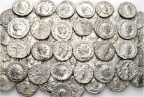 A lot containing 53 silver coins. All: Roman Imperial antoniniani. Very fine to about extremely fine. LOT SOLD AS IS, NO RETURNS. 53 coins in lot.