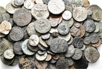 A lot containing 20 silver, 137 bronze coins and 2 lead seals. Includes: Greek, Roman Provincial, Roman Imperial, Byzantine and early Medieval. Fine t...
