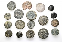 A lot containing 1 silver and 17 bronze coins. Includes: Greek, Roman Provincial, Roman Imperial and Medieval. Fine to very fine. LOT SOLD AS IS, NO R...