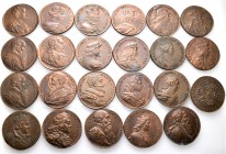 A lot containing 23 bronze tokens. All: World. Fine to very fine. LOT SOLD AS IS, NO RETURNS. 23 tokens in lot.
