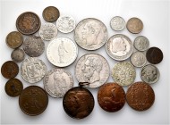 A lot containing 14 silver and 11 bronze coins. All: World. Fine to very fine. LOT SOLD AS IS, NO RETURNS. 25 coins in lot.