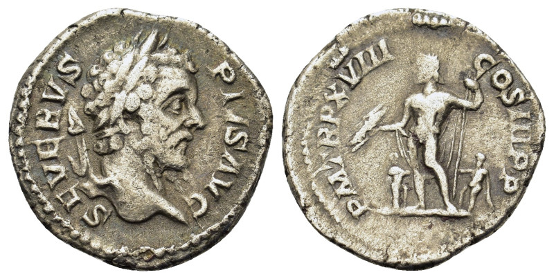 Septimius Severus (193-211). AR Denarius (18,9mm, 3g). Rome, AD 209. Laureate he...