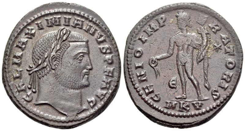 Galerius (305-311). Æ follis (26mm, 6.93g, 6h). Cyzicus mint. Laureate head righ...