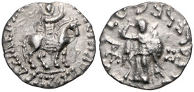 Indien. Indo-Skythische Dynastie. Lot von 5 x 1 Drachme: König auf Pferd / Athena. .