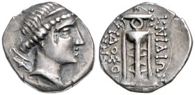 Karien. Tetrobol 250-210 vor Chr. Knidos, Kopf der Artemis / Tripod **KUDOSQUE - NHS. .