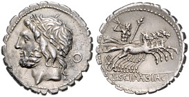 Republik. L. Cornelius Scipio Asiaticus 106 v. Chr. Denar Rom, Jupiterkopf nach links. / L SCIP ASIAG Jupiter in Quadriga nach rechts. RSC&nbsp;Cornel...