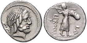 Republik. L. Procilius 78- 77 v. Chr. Denar, Kopf des Jupiters / Juno Sospita schreitend n. r. Albert&nbsp;1273, BMC&nbsp;3147. 3,94&nbsp;g. .