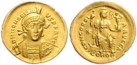 Kaiserzeit. Honorius 393-423. Solidus (397-402) Konstantinopel Rs-Umschrift endet mit A. RIC&nbsp;201. 4,50&nbsp;g. .