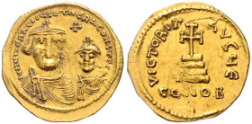 Heraclius und Heraclius Constantinus 613-641. Solidus 613-616 Constantinopel. Sear&nbsp;734. 4,39&nbsp;g. .