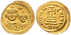 Heraclius und Heraclius Constantinus 613-641. Solidus 613-616 Constantinopel. Sear&nbsp;738. etwas Belag 4,45&nbsp;g. .