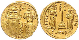 Constans II. und sein Sohn Constantinus IV. 654-659. Solidus o.J. Constantinopel. Sear&nbsp;971. 4,51&nbsp;g. .