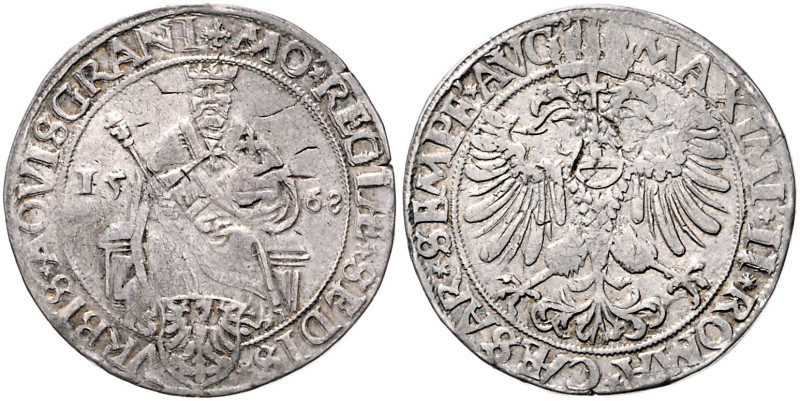Aachen. 
Städtische Prägungen. 1/2 Taler 1568. Menadier&nbsp;136a. Sf.. 

Erh...