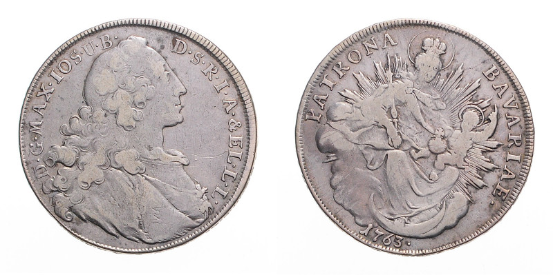 Bayern. 
Maximilian III. Joseph 1745-1777. Taler 1763. Hahn&nbsp;307, Davenport...