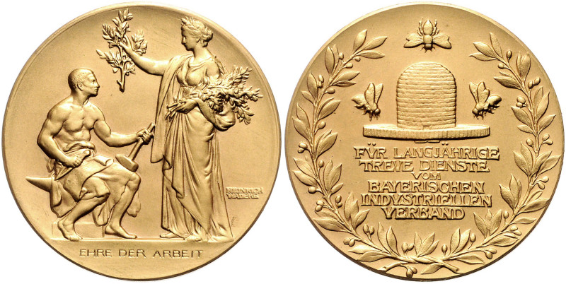 Bayern. 
Freistaat 1918-1945. Vergoldete Bronzemedaille (v. H. Wadere) Verdiens...