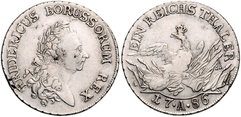 Brandenburg/-Preußen. 
Friedrich II. 1740-1786. Taler 1786 A auf seinen Tod. Ol...