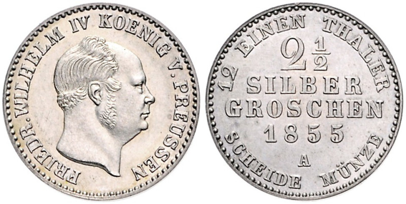 Brandenburg/-Preußen. 
Friedrich Wilhelm IV. 1840-1861. 2 1/2 Silbergroschen 18...