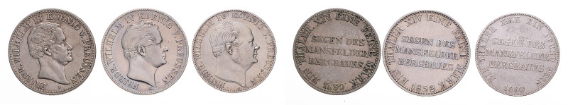 Brandenburg/-Preußen. 
Lots. Lot von 3 Stücken: Ausbeutetaler 1830 A, 1852 A un...