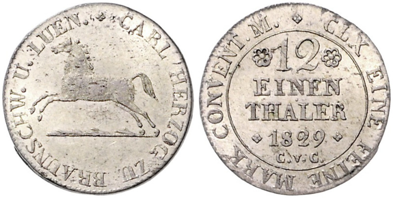 Braunschweig/-Herzogtum. 
Karl II. 1815-1830. 1/12 Taler 1829. AKS&nbsp;57, Jae...