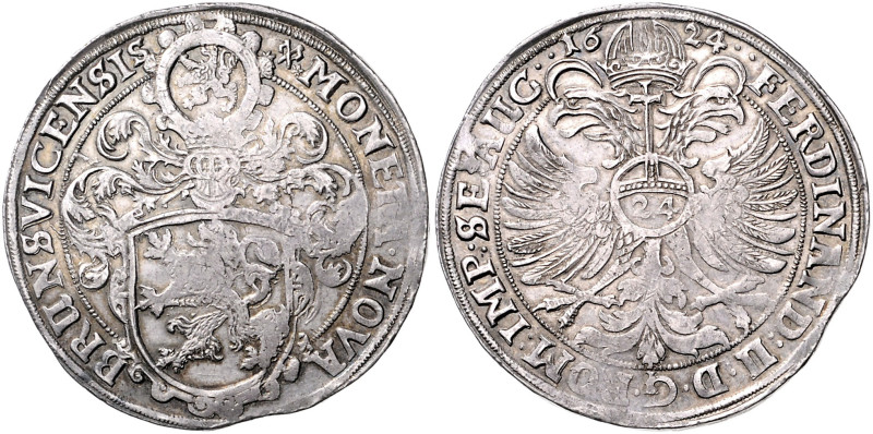 /-Braunschweig, Stadt. 
Reichstaler 1624 mit Titel Ferdinand II. Jesse&nbsp;132...