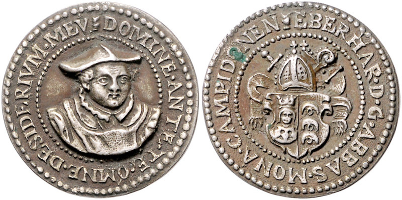 Kempten, Abtei. 
Eberhard V. von Stein 1571-1584. Silbermedaille o.J. DOMINE. A...