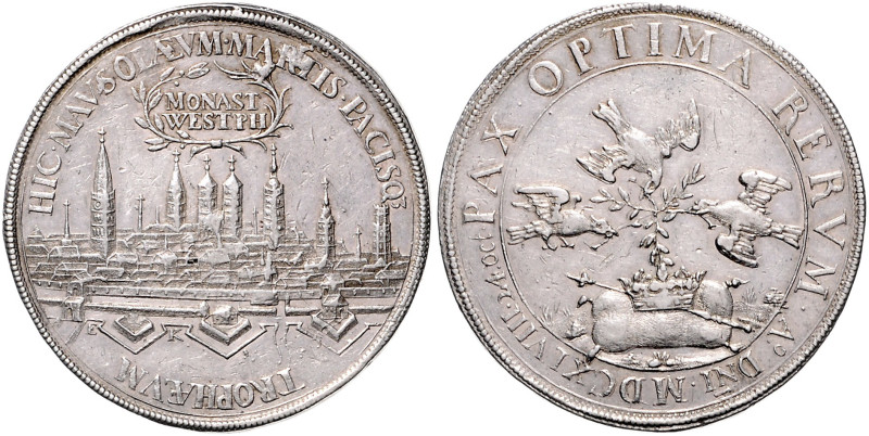 Münster, Stadt. 
Silbermedaille 1648 (v. Ketteler) auf den Westfälischen Friede...