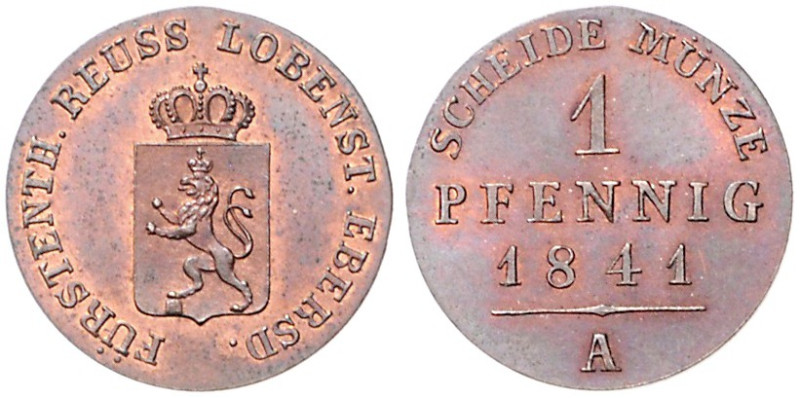 Reuss-jüngere Linie zu Schleiz. 
Heinrich LXII. 1818-1854. Pfennig 1841 A. AKS&...