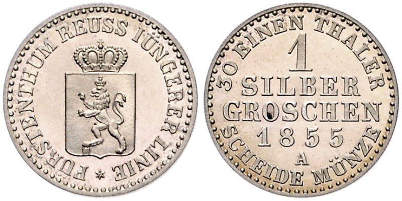 Reuss-jüngere Linie zu Schleiz. 
Heinrich LXVII. 1854-1867. Silbergroschen 1855...