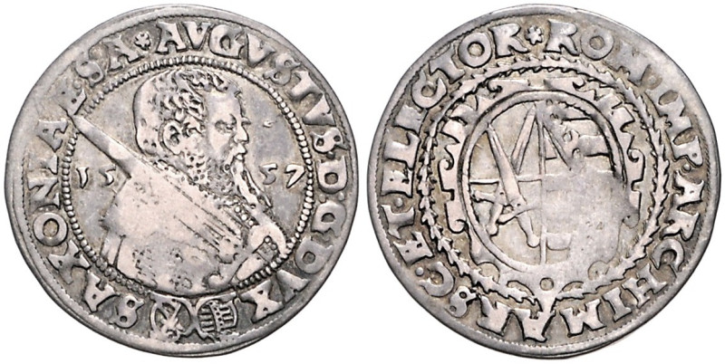Sachsen/-Albertinische Linie. 
August 1553-1586. 1/8 Taler 1557. Keilitz/Kahnt&...