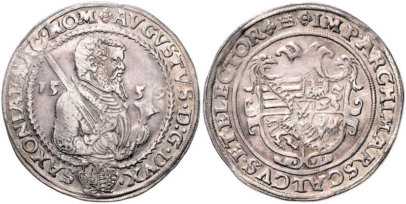 Sachsen/-Albertinische Linie. 
August 1553-1586. 1/2 Taler 1559 HB. Keilitz/Kah...