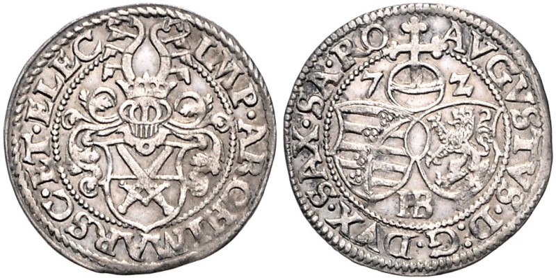 Sachsen/-Albertinische Linie. 
August 1553-1586. Groschen 1572 D. Keilitz/Kahnt...