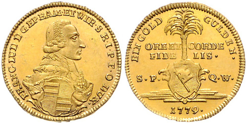 Würzburg, Bistum. 
Franz Ludwig von Erthal 1779-1795. Neujahrsgoldgulden 1779. ...