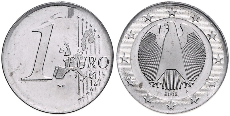 Euro 2002 A Probe oder Fehlprägung auf Stahlschrötling. Monometall, stark magnet...