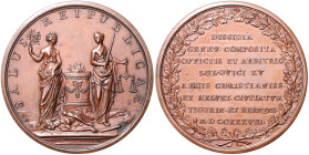Schweiz-Genf, Stadt. Bronzemedaille 1738 (v. Dassier) auf die Beilegung der inneren Unruhen 1735-1738. Wunderly&nbsp;3140. 54,5&nbsp;mm, 74,58&nbsp;g....