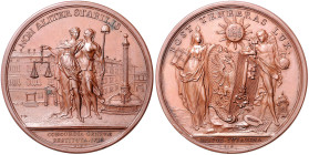 Schweiz-Genf, Stadt. Bronzemedaille 1738 (v. Dassier) auf die Beilegung der inneren Unruhen 1735-1738. SM&nbsp;1530. 54,5&nbsp;mm, 65,24&nbsp;g. .
