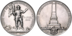 Schweiz-Glarus, Stadt. Silbermedaille 1888 (v. Durussel) auf die Schlacht bei Näfels. 46,0&nbsp;mm, 39,81&nbsp;g. .