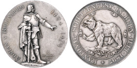 Schweizer Schützenmedaillen. Bern. Silbermedaille 1897 (v. Leu /Homberg) auf des Kantonal-Schützenfest. Richter&nbsp;234, Martin&nbsp;149. kl. Rf. 45,...