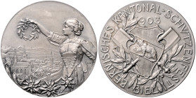 Schweizer Schützenmedaillen. Bern. Mattierte Silbermedaille 1903 (v. Fr\'e8res) auf das Kantonal-Schützenfest in Biel. Richter&nbsp;251, Martin&nbsp;1...